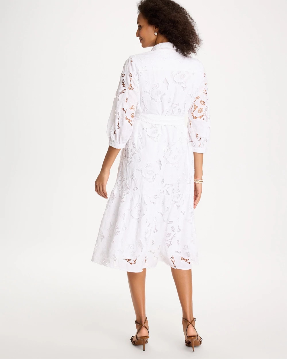 Chico's Lace Cutout Belted Shirtdress