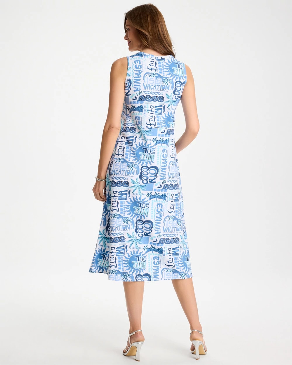 Chico's Soft-Stretch Sleeveless Tropical Dress