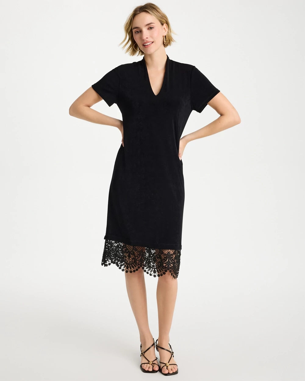 Chico's Travelers™ Lace Hem V-Neck Dress