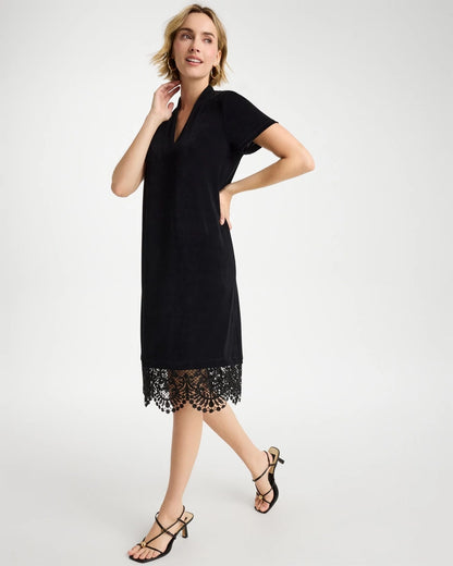 Chico's Travelers™ Lace Hem V-Neck Dress