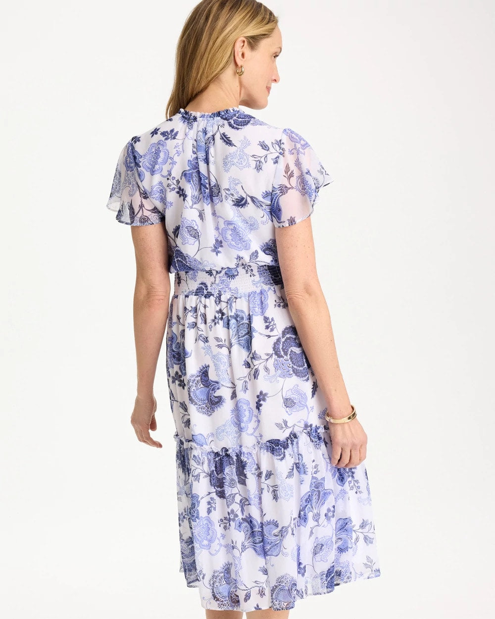 Chico's Floral Smocked Waist Dress