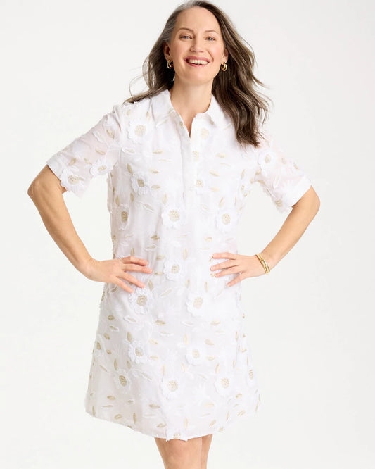 Chico's 3D Floral Embroidered Dress