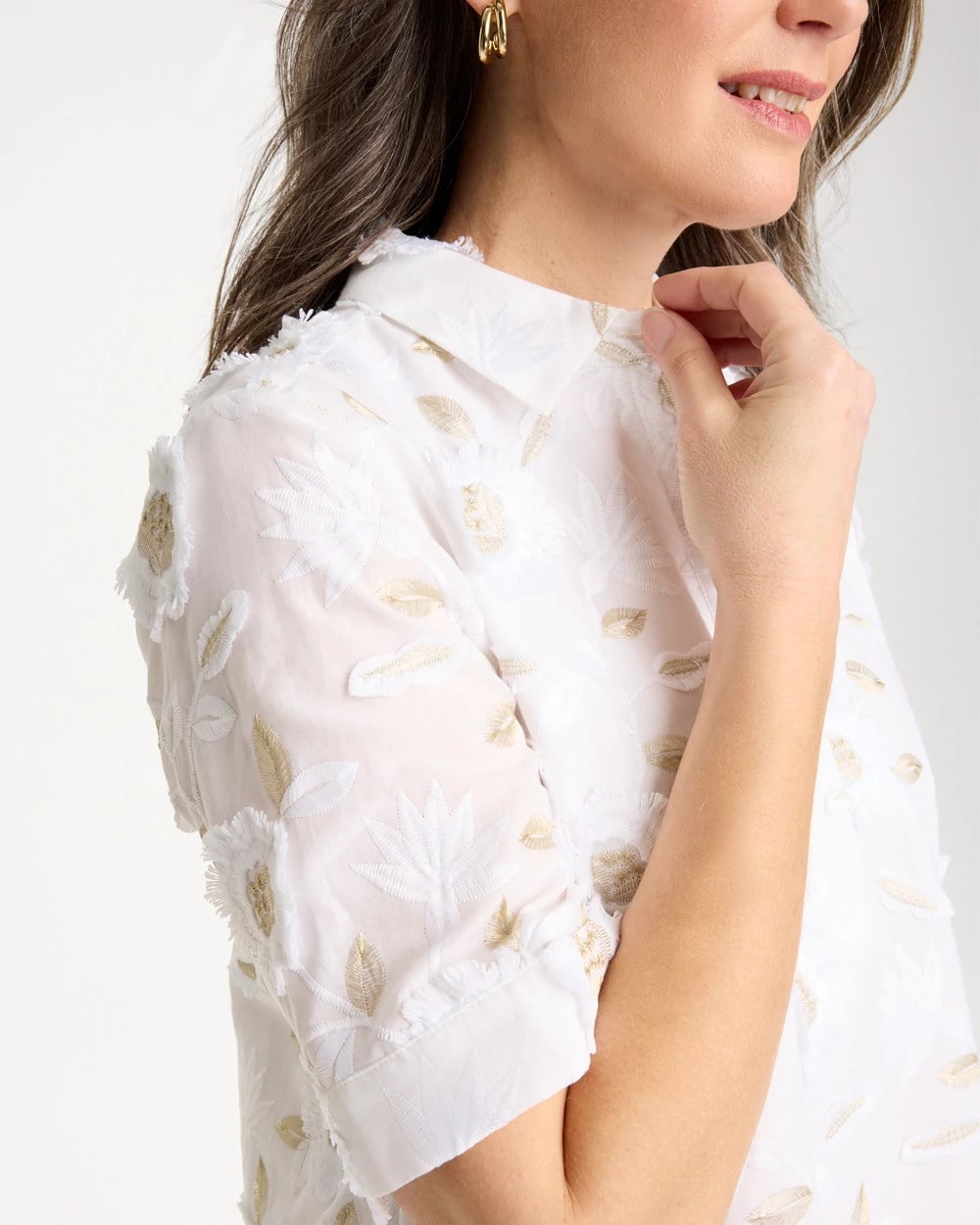 Chico's 3D Floral Embroidered Dress
