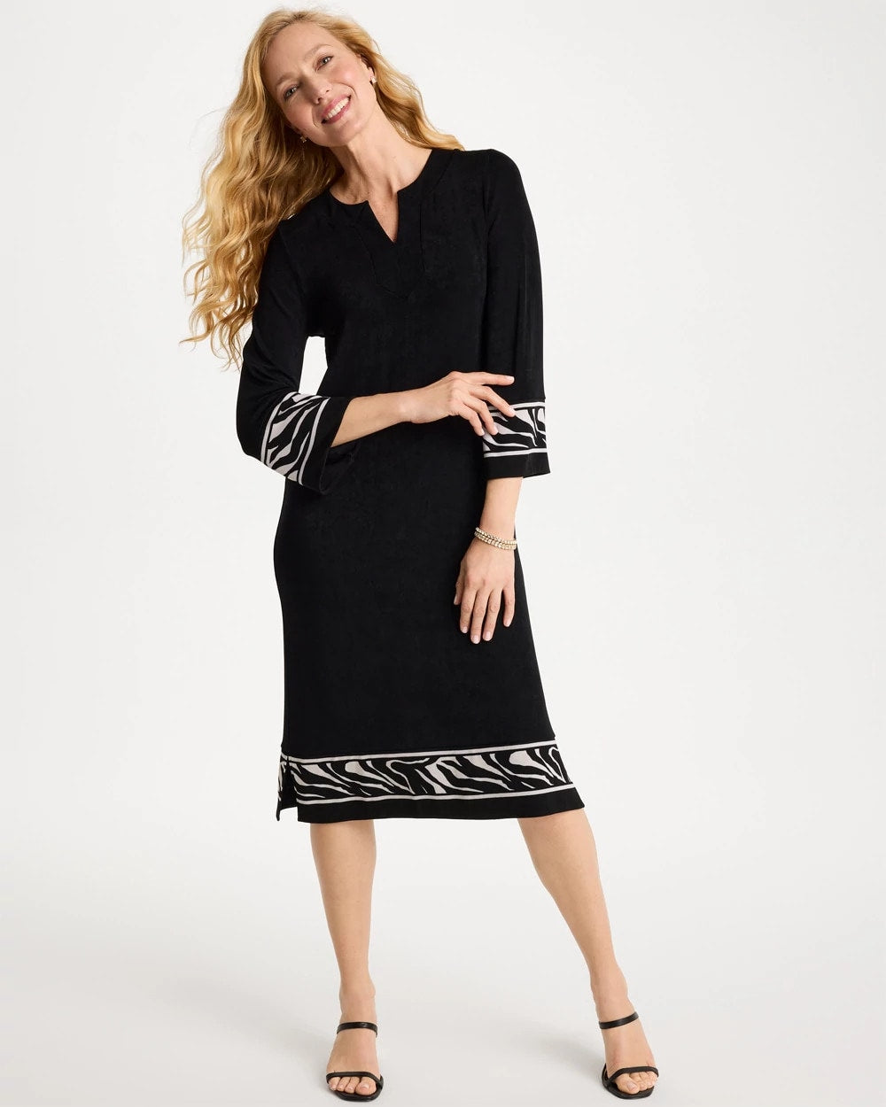 Chico's Travelers™ Zebra Trim Kurta Dress