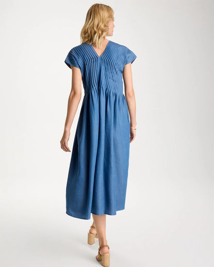 Chico's Denim Popover Midi Dress
