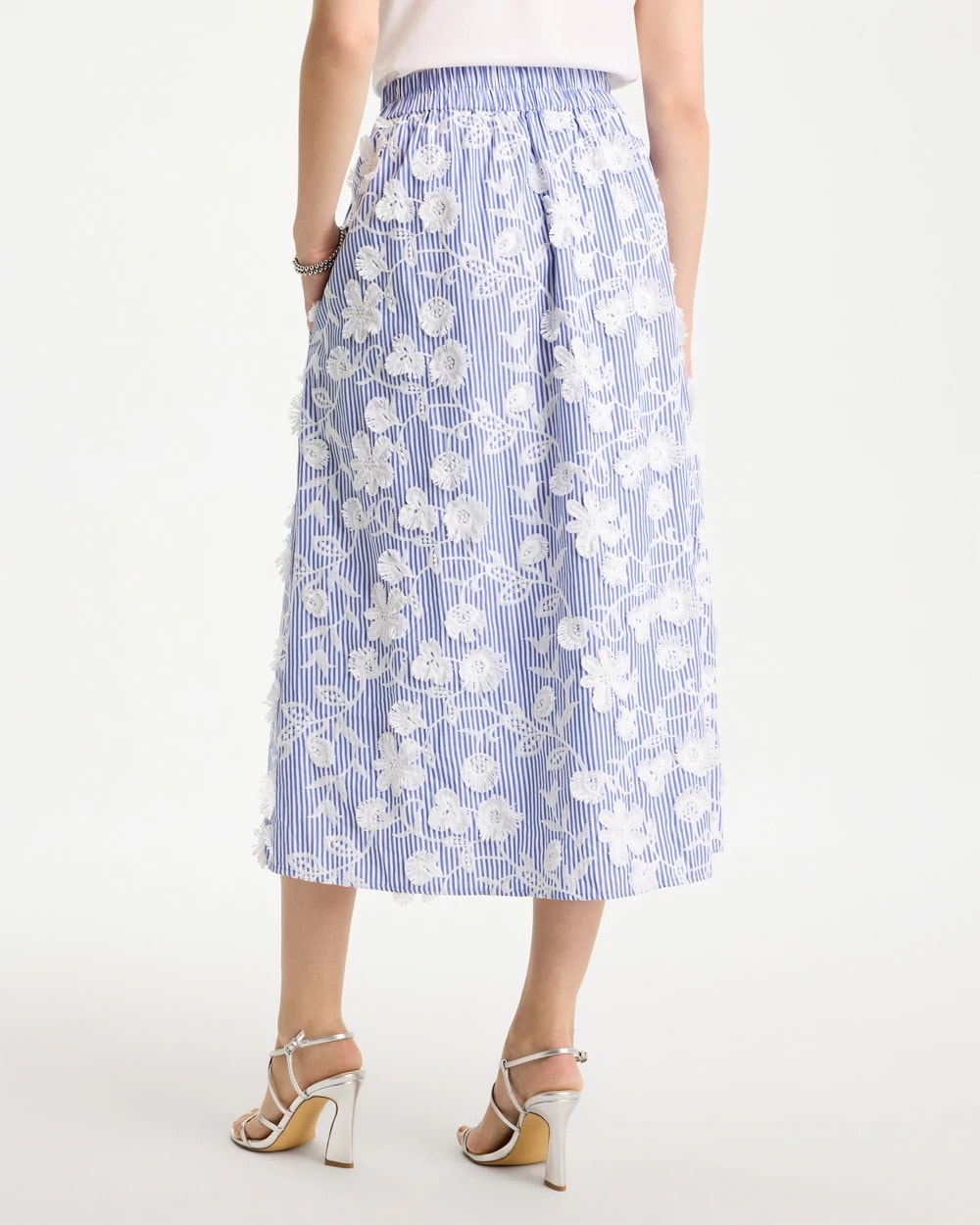 Chico's Cotton Embroidered Floral Skirt