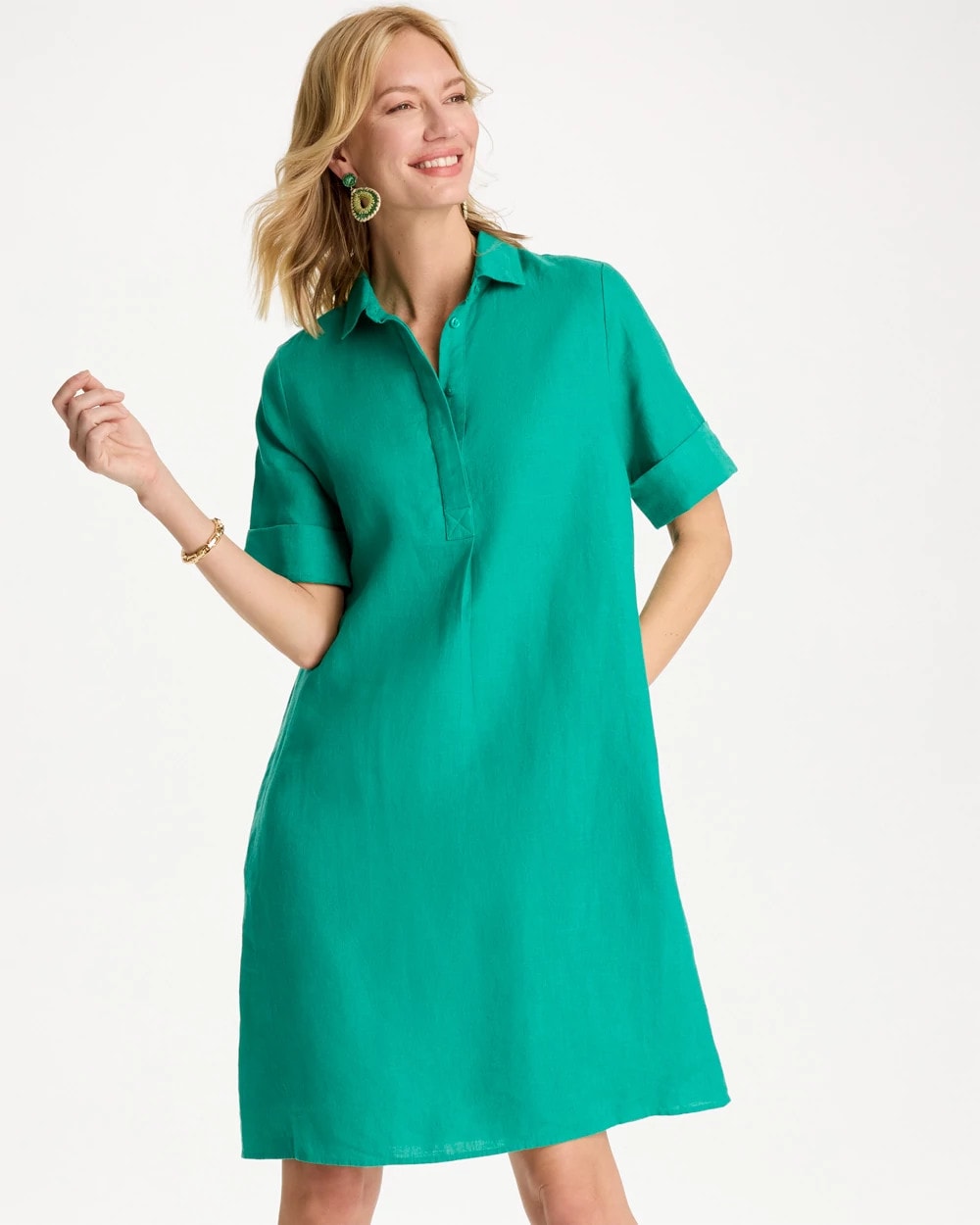 Chico's Linen Popover Dress