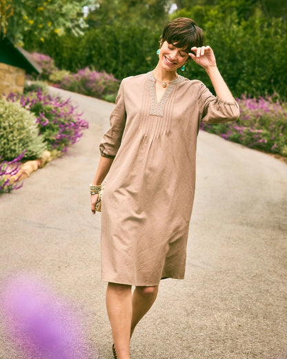 Chico's Linen-Cotton Pintuck Dress