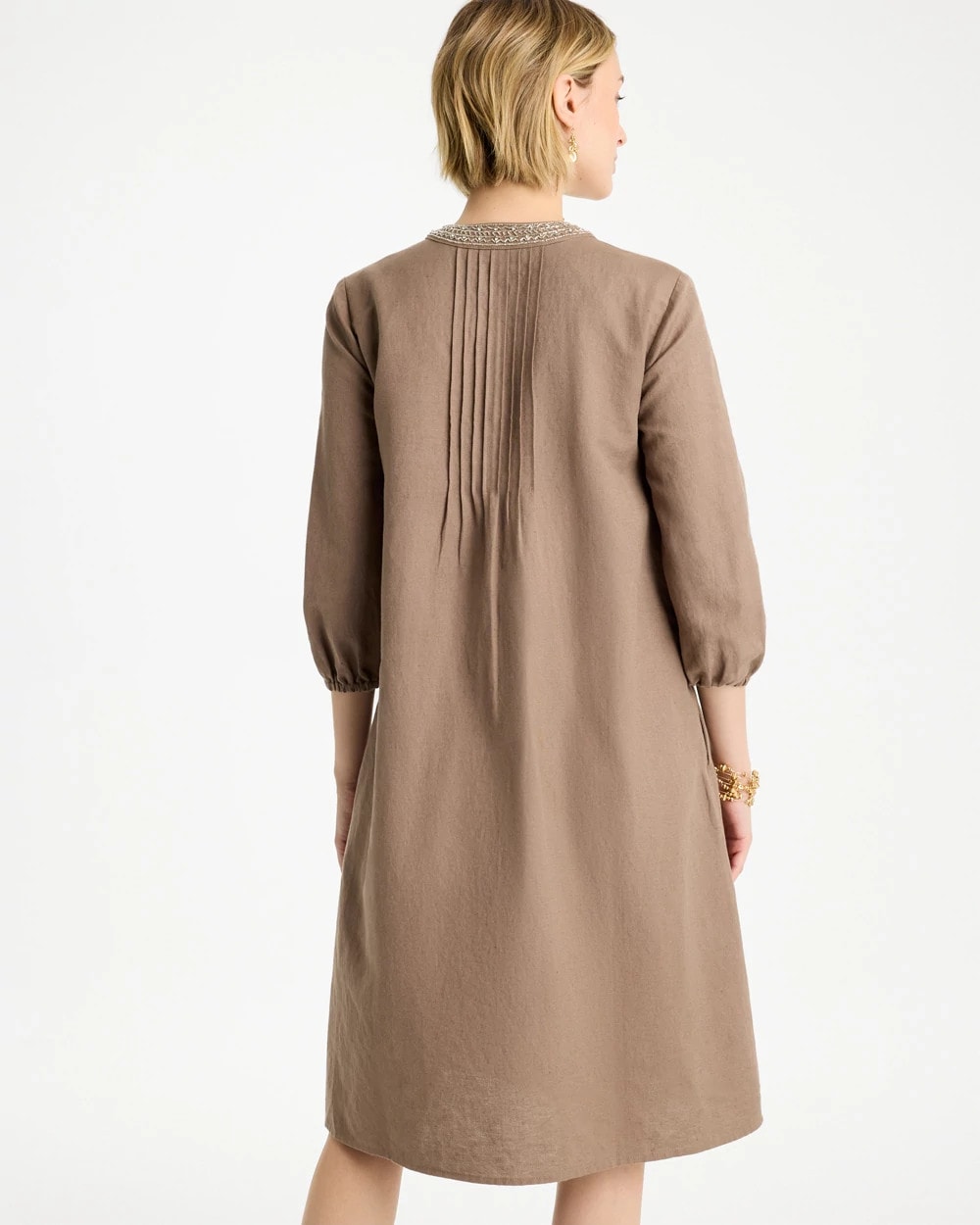 Chico's Linen-Cotton Pintuck Dress