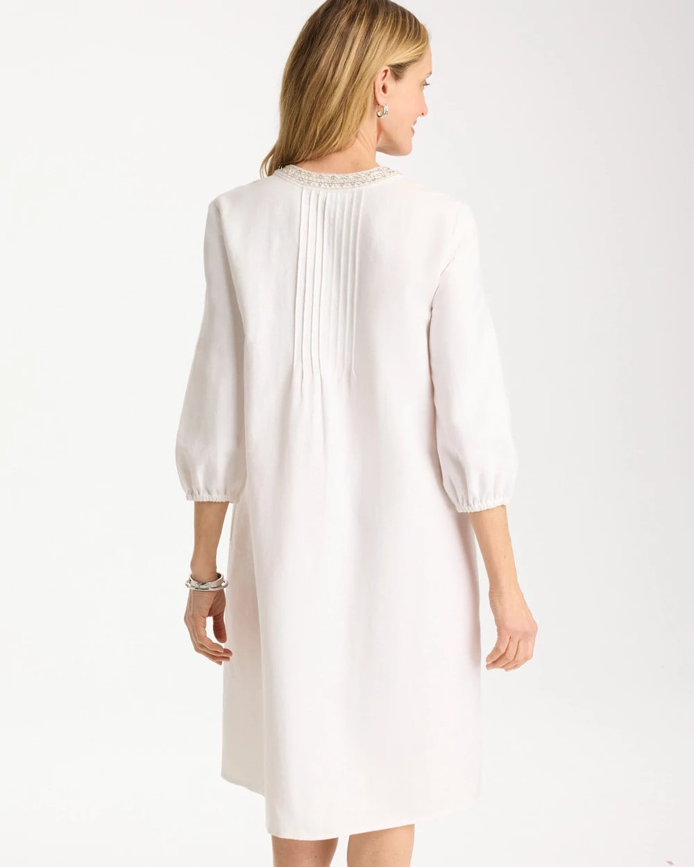 Chico's Embellished Pintuck Dress