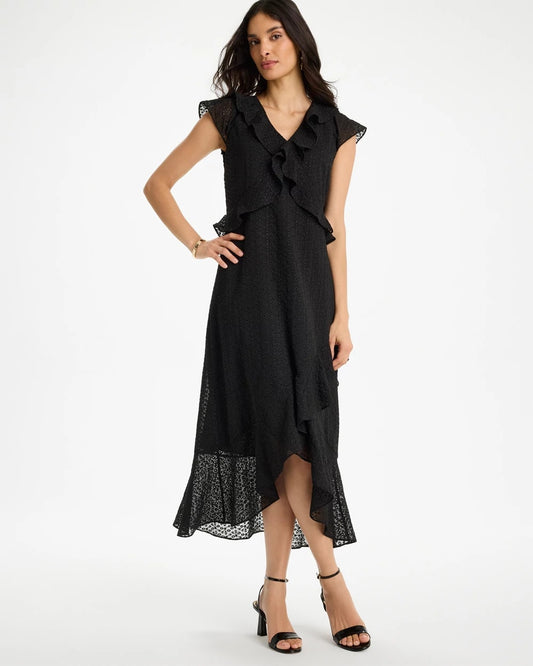 Chico's Floral Surplice Ruffled Dress