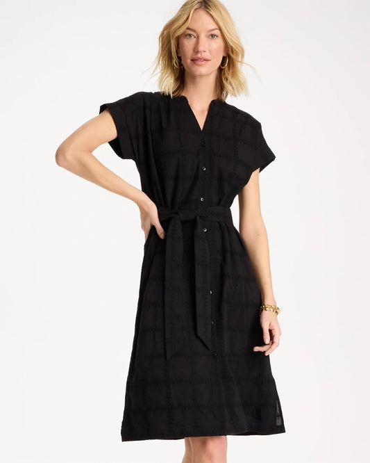 Chico's Embroidered Cotton Shirtdress