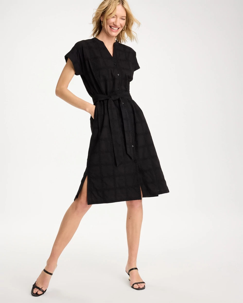 Chico's Embroidered Cotton Shirtdress