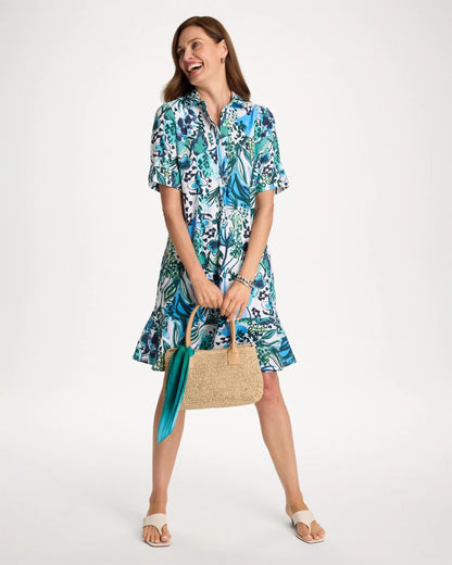Chico's Floral Linen-Cotton Popover Dress