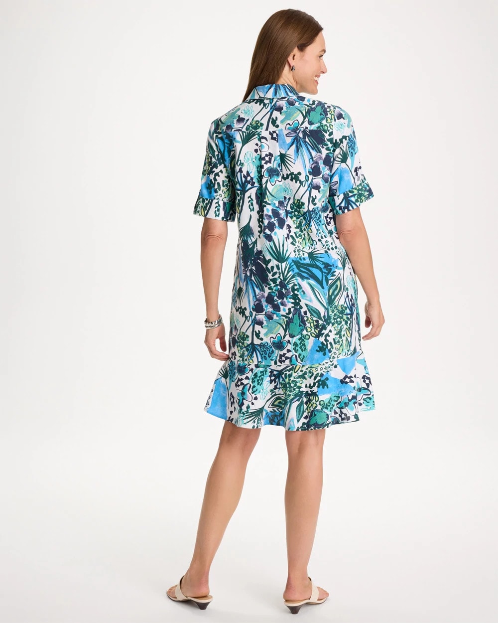 Chico's Floral Linen-Cotton Popover Dress