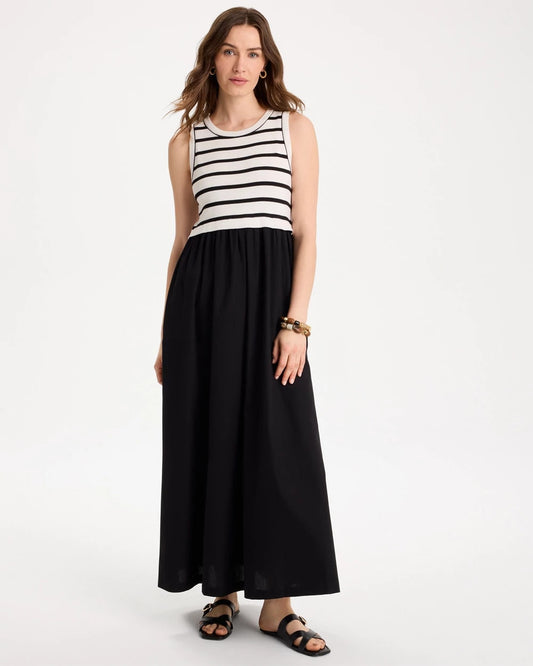 Chico's Poplin Cotton Rib Mix Dress
