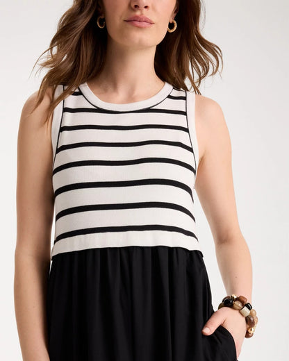 Chico's Poplin Cotton Rib Mix Dress