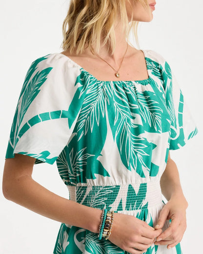 Chico's Poplin Cotton Off-Shoulder Printed Dress