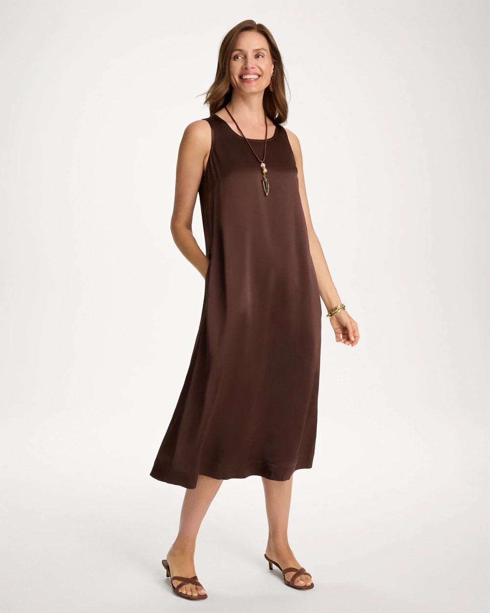 Chico's Faux Satin Sleeveless Dress