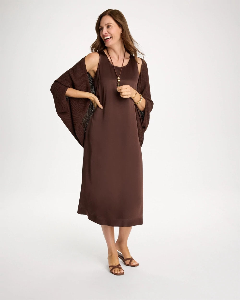 Chico's Faux Satin Sleeveless Dress