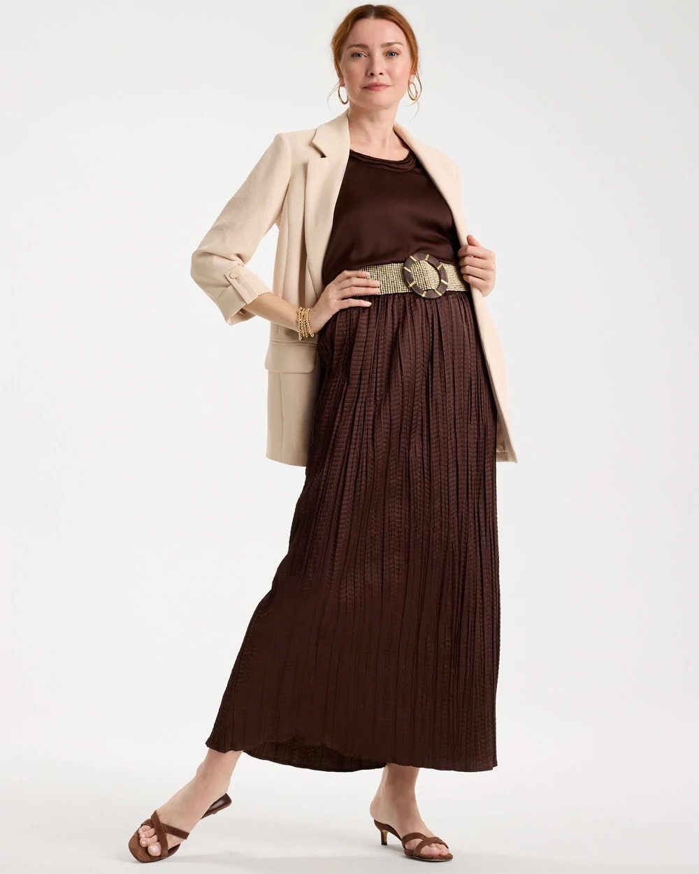 Chico's Satin Crinkle Maxi Skirt