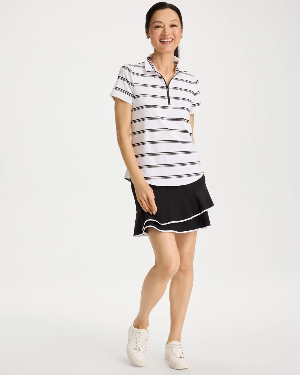 Chico's Zenergy® UPF Striped Half-Zip Polo