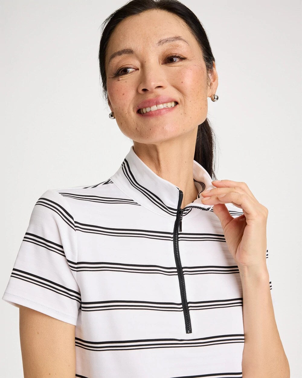 Chico's Zenergy® UPF Striped Half-Zip Polo