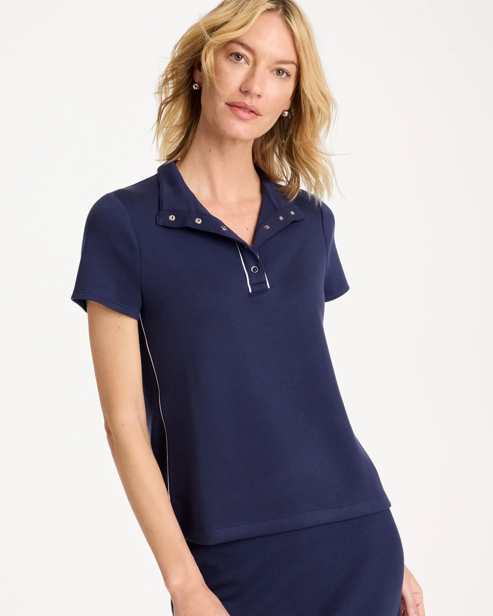 Chico's Zenergy® Soft Pique Piped Pullover