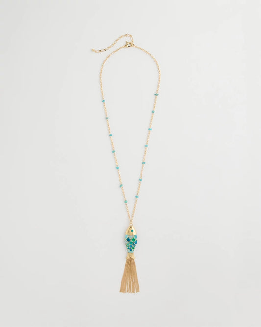 Chico's Tassel Fish Pendant Necklace