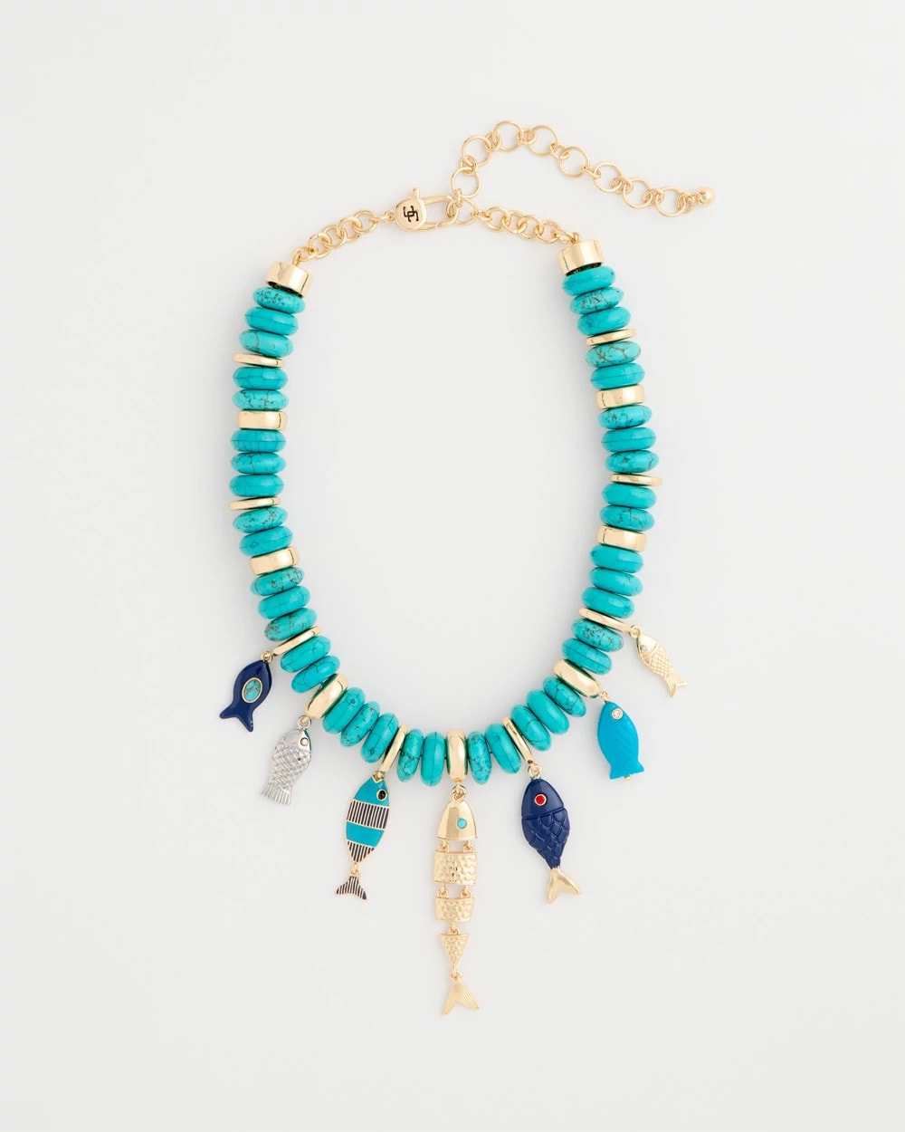 Chico's Turquoise Fish Charm Statement Necklace