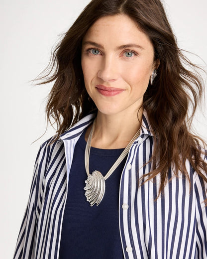 Chico's Silvertone Shell Pendant