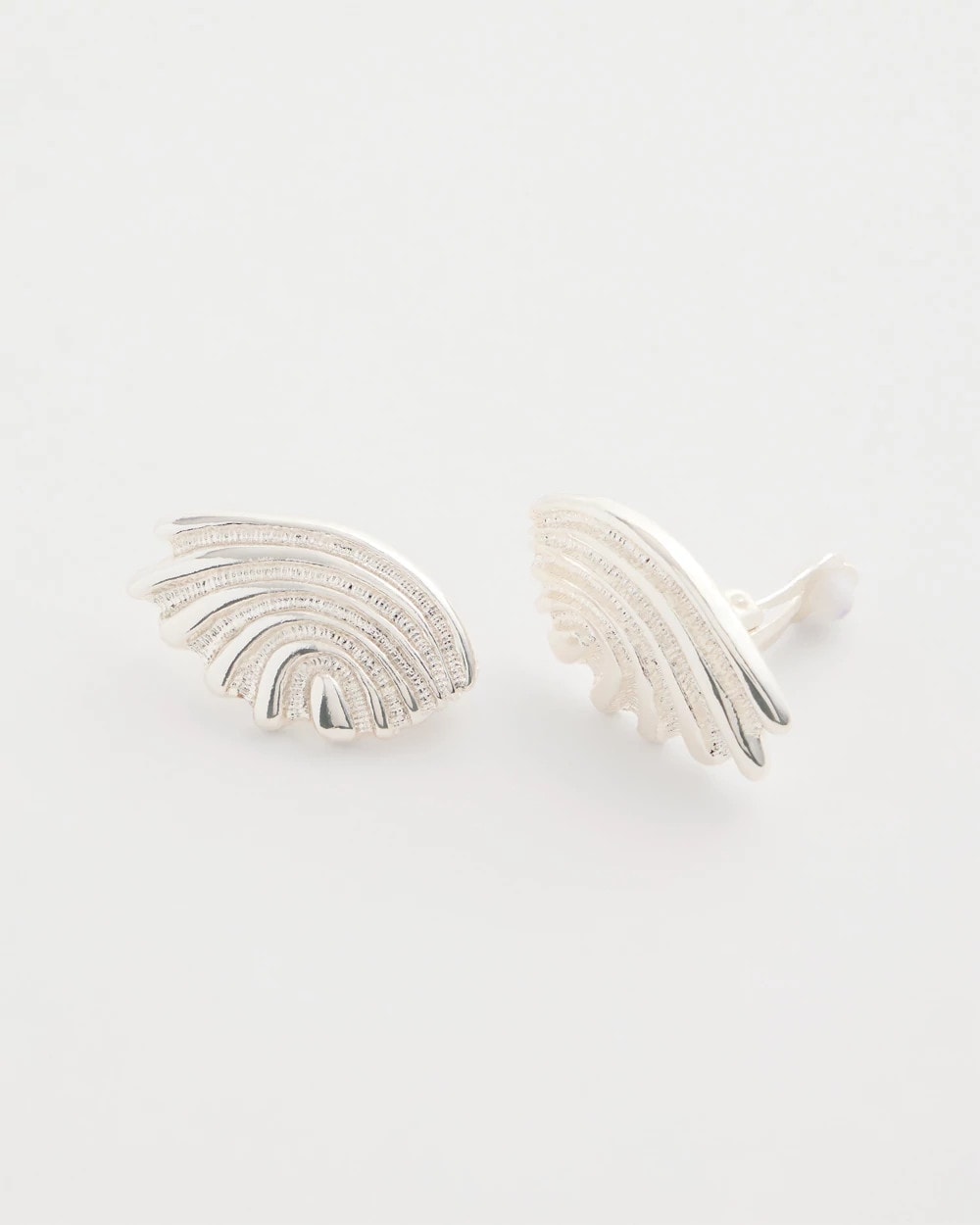 Chico's Silvertone Shell Clip-On Earrings