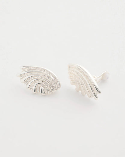 Chico's Silvertone Shell Clip-On Earrings