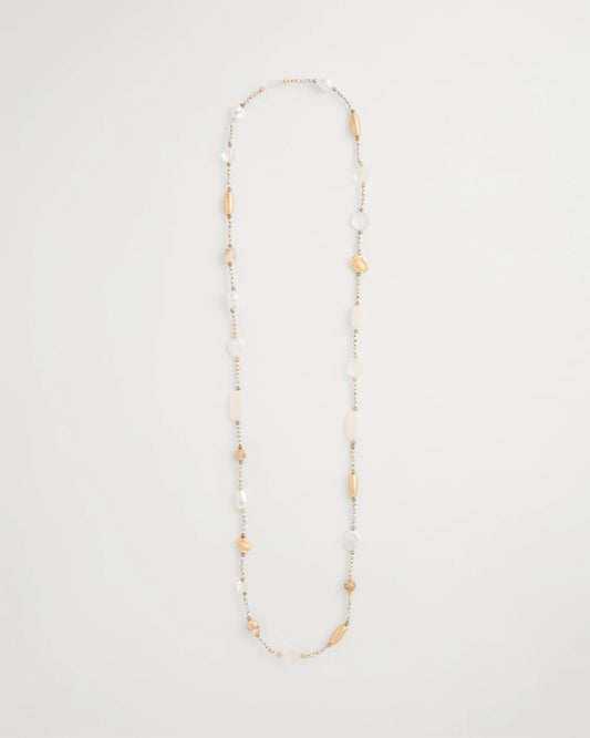 Chico's Neutral Shell Long Necklace
