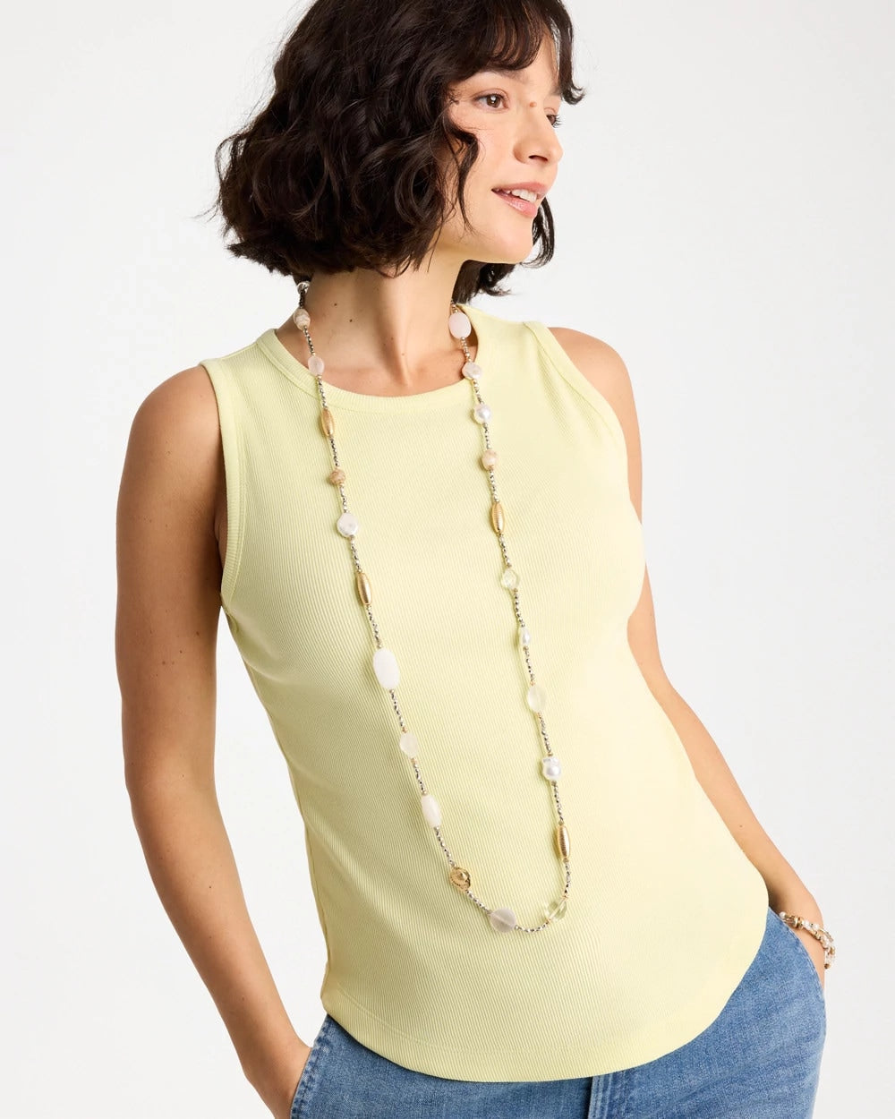 Chico's Neutral Shell Long Necklace