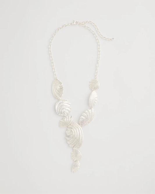 Chico's Silvertone Shell Charm Y-Necklace