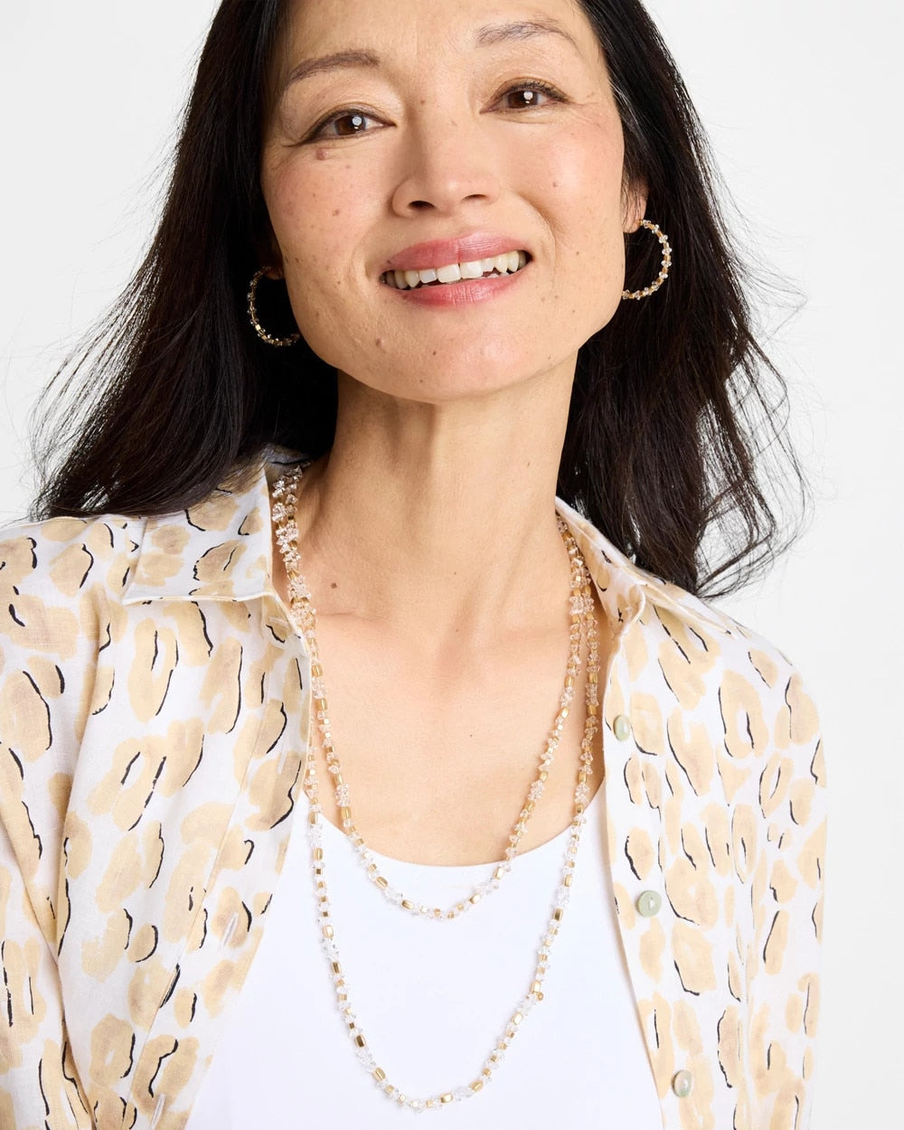 Chico's Sea Foam Long Single-Strand Necklace