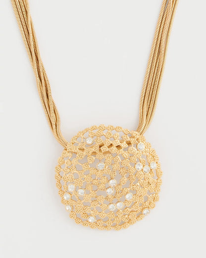 Chico's Sea Foam Medallion Pendant Necklace
