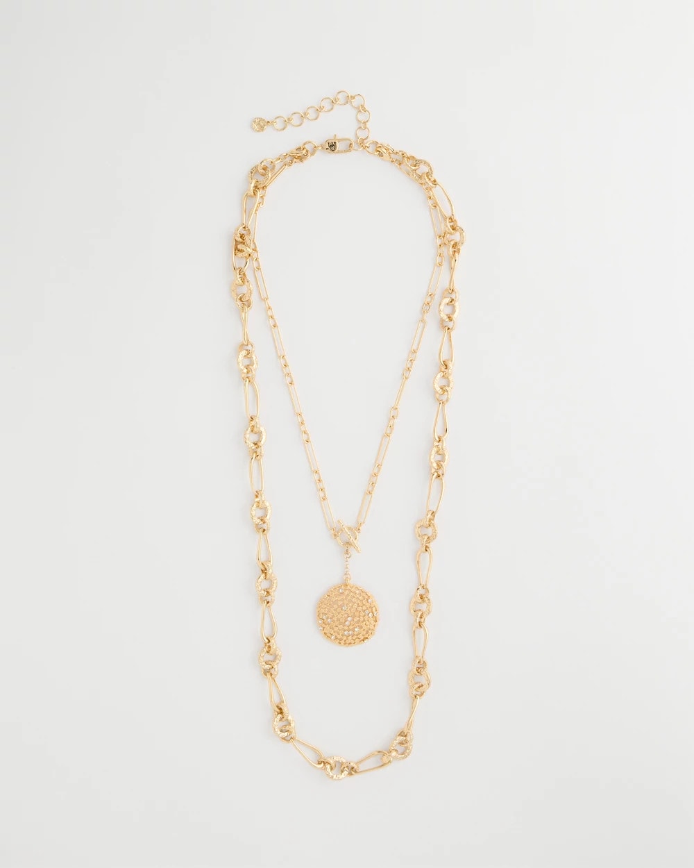 Chico's Sea Foam Medallion Double-Strand Pendant Necklace