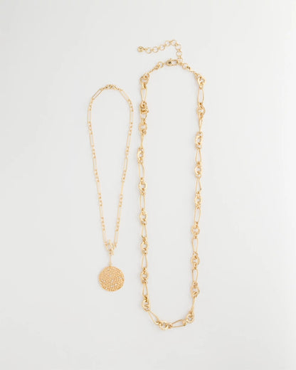 Chico's Sea Foam Medallion Double-Strand Pendant Necklace