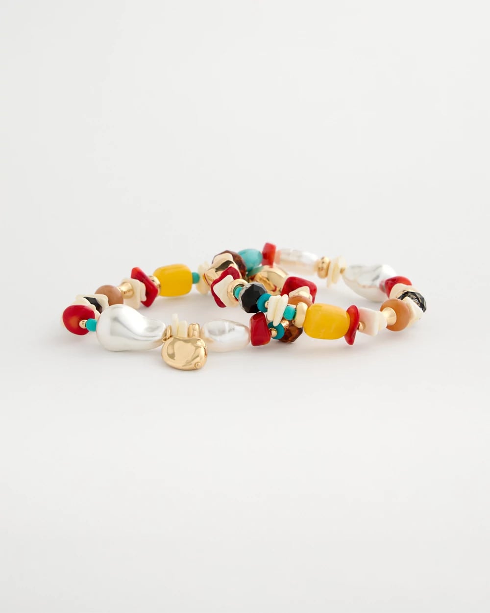 Chico's Set of Two Pearl Beaded Stretch Bracelets