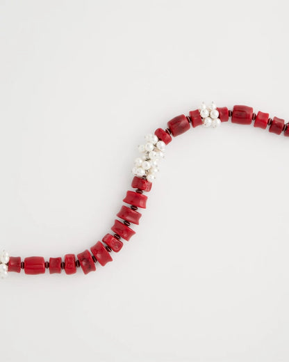 Chico's Red Resin Pearlescent Short Necklace