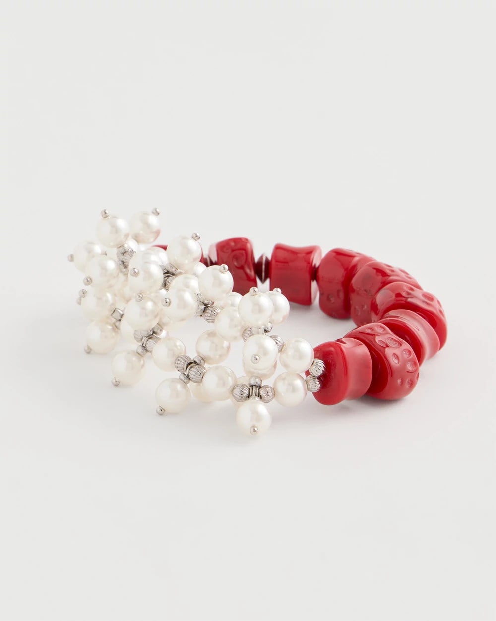 Chico's Red Resin Pearlescent Stretch Bracelet