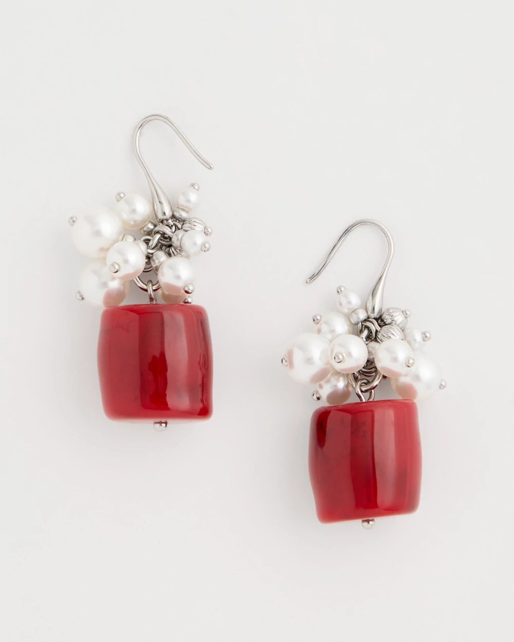 Chico's Red Resin Pearlescent Earrings