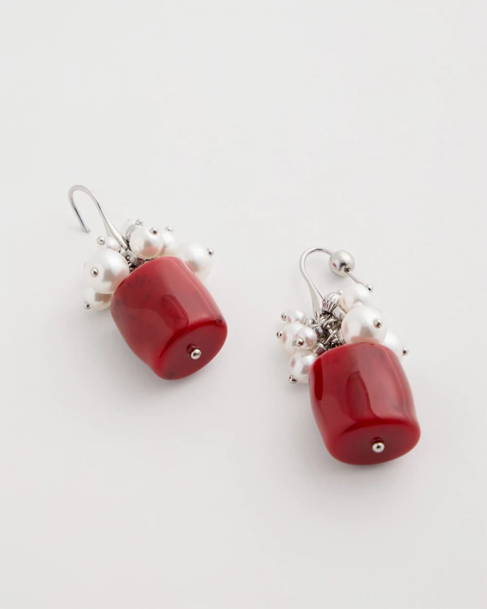 Chico's Red Resin Pearlescent Earrings