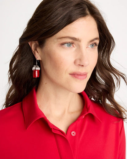 Chico's Red Resin Pearlescent Earrings