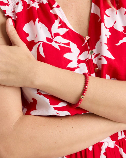 Chico's Red Beaded Stretch Bracelet
