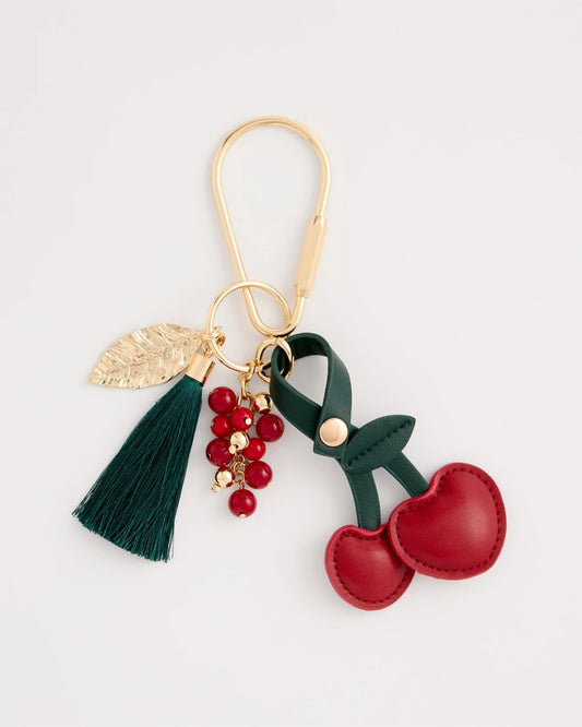 Chico's Faux Leather Cherry Bag Charm Key Chain