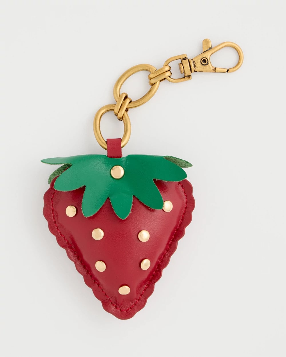 Chico's Faux Leather Strawberry Bag Charm Key Chain