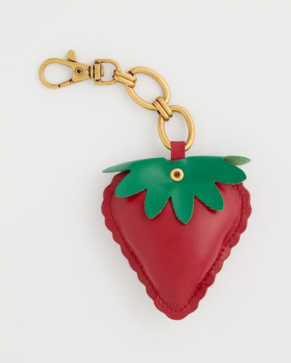 Chico's Faux Leather Strawberry Bag Charm Key Chain